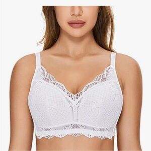 DOBREVA Women's Wireless Lace Full Coverage Bralette Padded bra size 32f